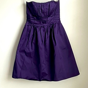 David’s Bridal Plum‎ Lapis Purple Strapless Mini Dress with Attachable Straps